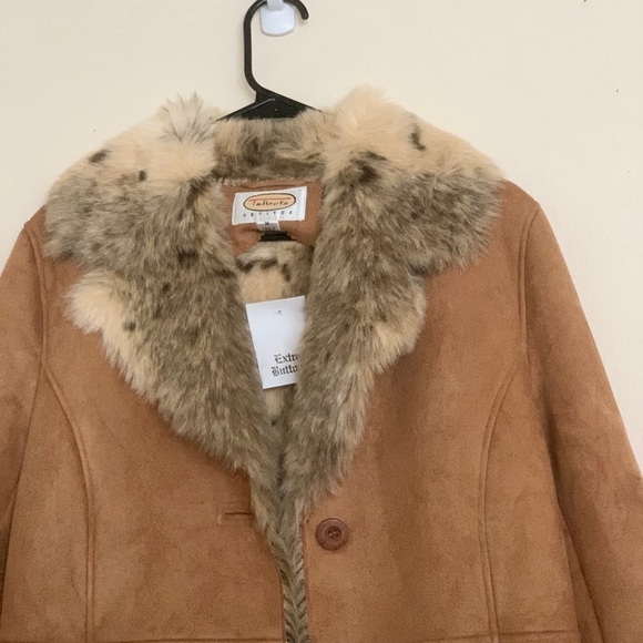 VTG Talbots women Size MP brown suede faux fur animal print reversible JacketNWT - Picture 7 of 16
